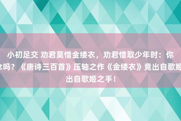 小初足交 劝君莫惜金缕衣，劝君惜取少年时：你知说念吗？《唐诗三百首》压轴之作《金缕衣》竟出自歌姬之手！