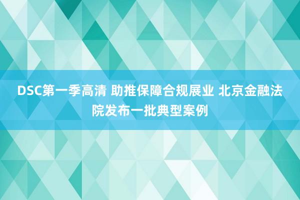 DSC第一季高清 助推保障合规展业 北京金融法院发布一批典型案例