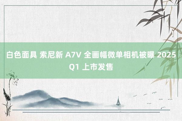 白色面具 索尼新 A7V 全画幅微单相机被曝 2025Q1 上市发售