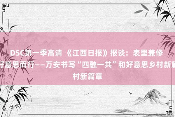 DSC第一季高清 《江西日报》报谈：表里兼修 向好意思而行——万安书写“四融一共”和好意思乡村新篇章