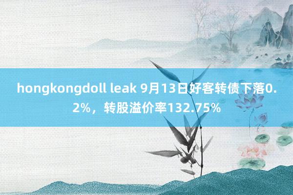 hongkongdoll leak 9月13日好客转债下落0.2%，转股溢价率132.75%