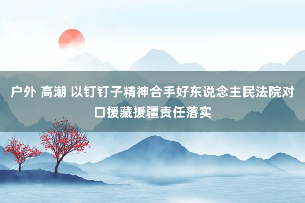 户外 高潮 以钉钉子精神合手好东说念主民法院对口援藏援疆责任落实