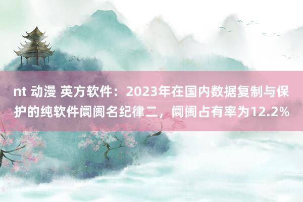 nt 动漫 英方软件：2023年在国内数据复制与保护的纯软件阛阓名纪律二，阛阓占有率为12.2%