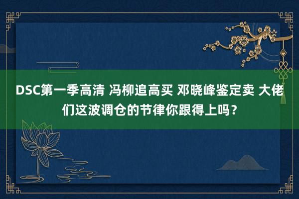 DSC第一季高清 冯柳追高买 邓晓峰鉴定卖 大佬们这波调仓的节律你跟得上吗？