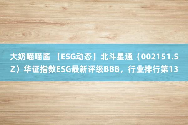 大奶喵喵酱 【ESG动态】北斗星通（002151.SZ）华证指数ESG最新评级BBB，行业排行第13