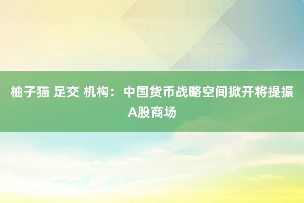 柚子猫 足交 机构：中国货币战略空间掀开将提振A股商场