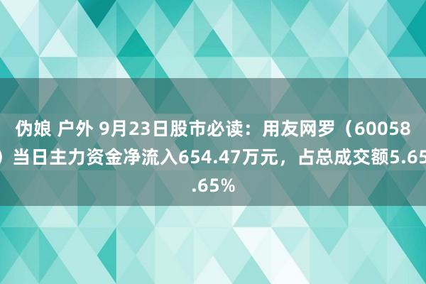 伪娘 户外 9月23日股市必读：用友网罗（600588）当日主力资金净流入654.47万元，占总成交额5.65%