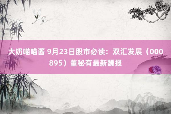 大奶喵喵酱 9月23日股市必读：双汇发展（000895）董秘有最新酬报