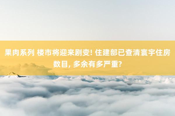 果肉系列 楼市将迎来剧变! 住建部已查清寰宇住房数目， 多余有多严重?