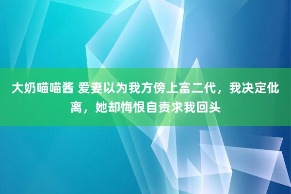 大奶喵喵酱 爱妻以为我方傍上富二代，我决定仳离，她却悔恨自责求我回头