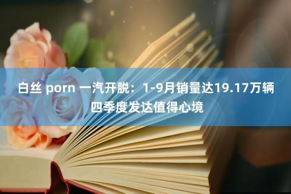 白丝 porn 一汽开脱：1-9月销量达19.17万辆 四季度发达值得心境