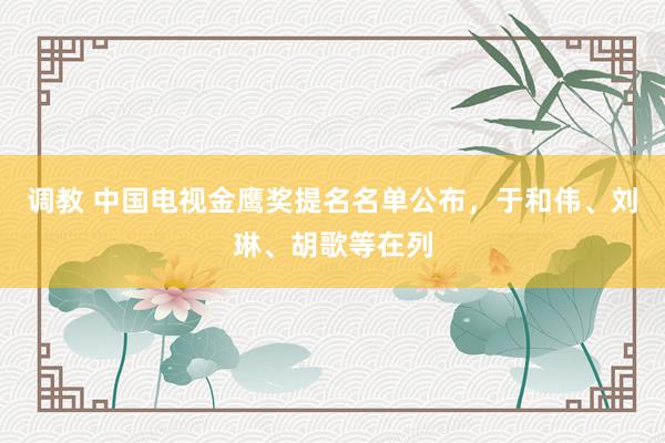 调教 中国电视金鹰奖提名名单公布，于和伟、刘琳、胡歌等在列