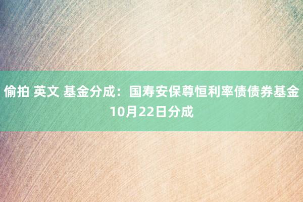 偷拍 英文 基金分成：国寿安保尊恒利率债债券基金10月22日分成