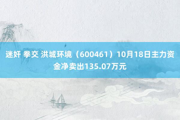 迷奸 拳交 洪城环境（600461）10月18日主力资金净卖出135.07万元