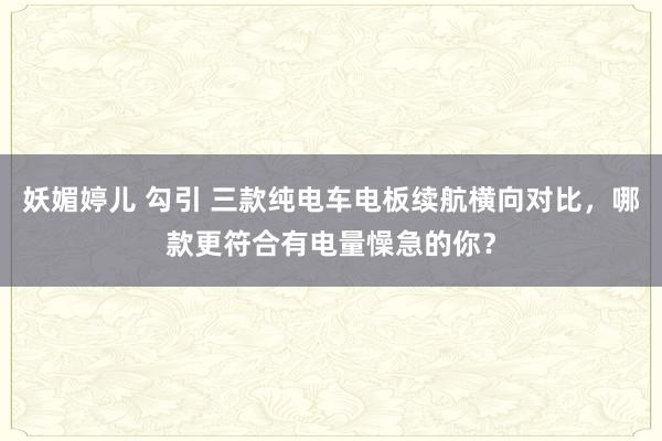 妖媚婷儿 勾引 三款纯电车电板续航横向对比，哪款更符合有电量懆急的你？