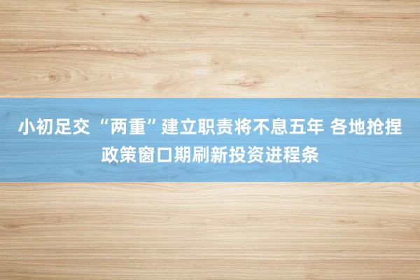 小初足交 “两重”建立职责将不息五年 各地抢捏政策窗口期刷新投资进程条