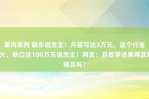 果肉系列 缺东说念主！月薪可达3万元，这个行业爆火，缺口达100万东说念主！网友：目放学还来得及吗？