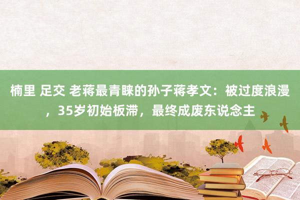 楠里 足交 老蒋最青睐的孙子蒋孝文：被过度浪漫，35岁初始板滞，最终成废东说念主