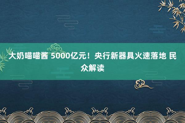 大奶喵喵酱 5000亿元！央行新器具火速落地 民众解读