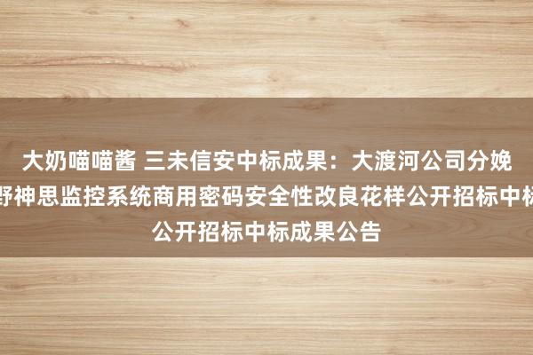 大奶喵喵酱 三未信安中标成果：大渡河公司分娩素养中心野神思监控系统商用密码安全性改良花样公开招标中标成果公告