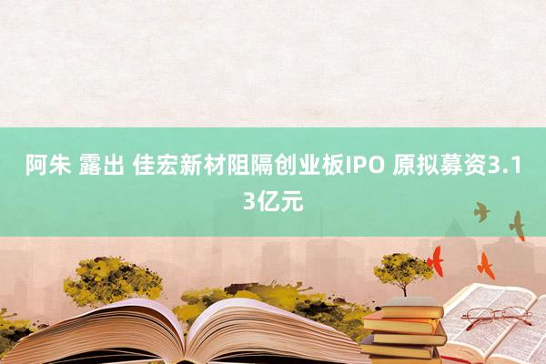 阿朱 露出 佳宏新材阻隔创业板IPO 原拟募资3.13亿元