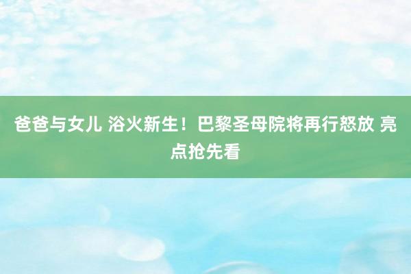 爸爸与女儿 浴火新生！巴黎圣母院将再行怒放 亮点抢先看