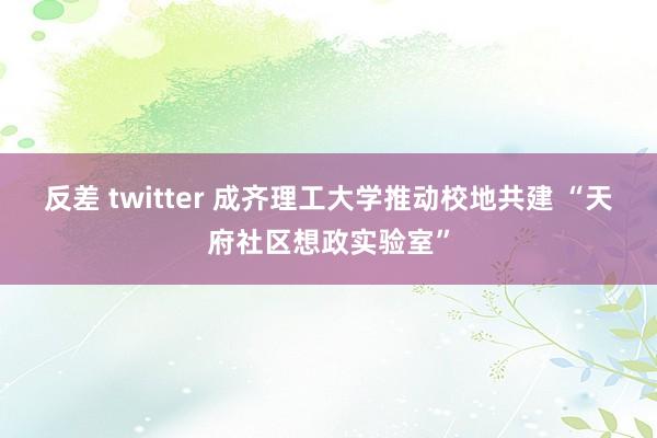 反差 twitter 成齐理工大学推动校地共建 “天府社区想政实验室”