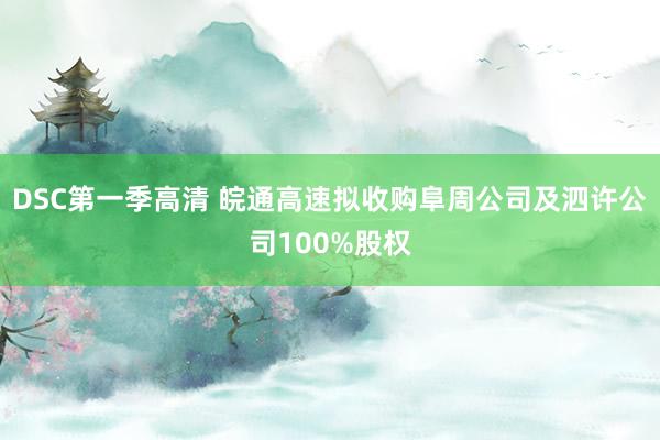 DSC第一季高清 皖通高速拟收购阜周公司及泗许公司100%股权