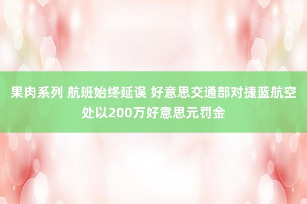 果肉系列 航班始终延误 好意思交通部对捷蓝航空处以200万好意思元罚金