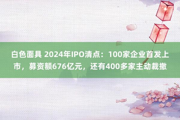 白色面具 2024年IPO清点：100家企业首发上市，募资额676亿元，还有400多家主动裁撤