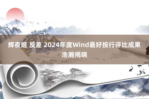 辉夜姬 反差 2024年度Wind最好投行评比成果浩瀚揭晓